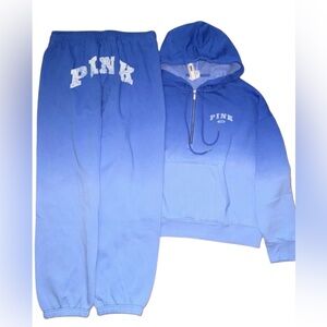 NEW VICTORIAS SECRET PINK ZIP HOODIE and PANTS 2PC SET ULTRAMARINE BEAUTY XS-XXL